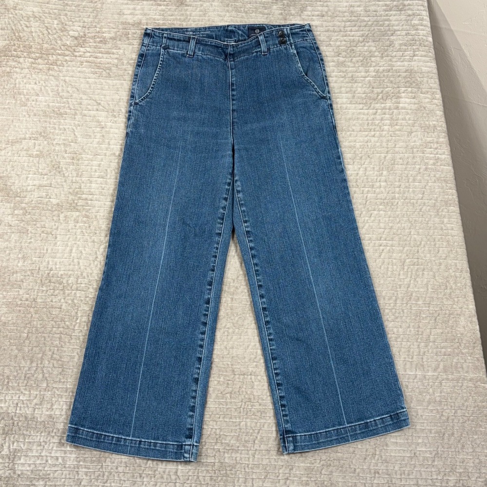AG Adriano Goldschmied Juliette Trouser Wide Leg Crop Jeans 28R Blue LED1738-LGH